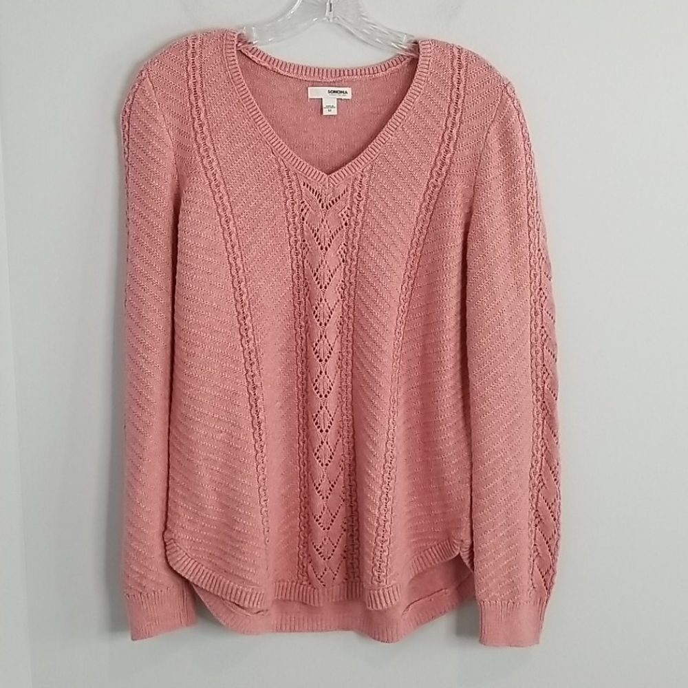 Sonoma Mauve Pink V-Neck Sweater Medium
